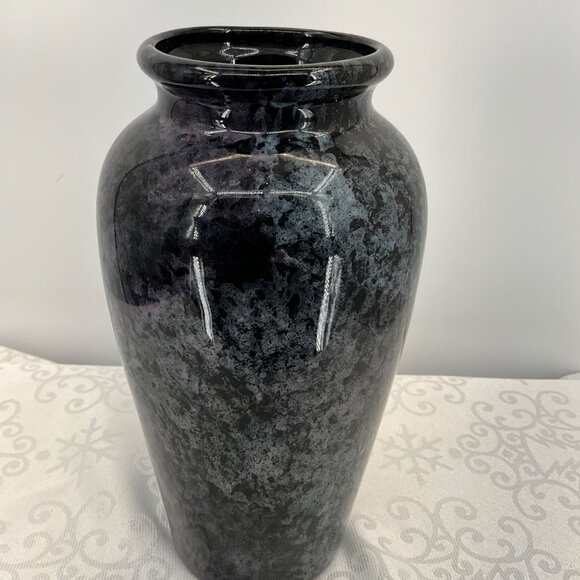 Harris Pottery Ceramic Vase Black Mottled Glaze Made In Usa Chicago - Picture 4 of 7
